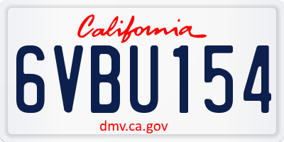 CA license plate 6VBU154