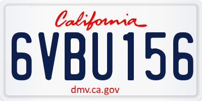 CA license plate 6VBU156