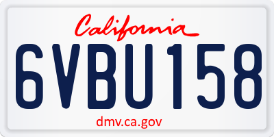 CA license plate 6VBU158