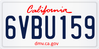 CA license plate 6VBU159
