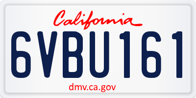 CA license plate 6VBU161