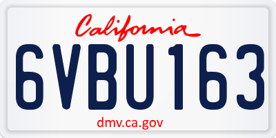 CA license plate 6VBU163