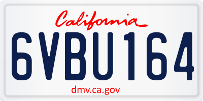 CA license plate 6VBU164