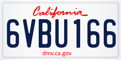 CA license plate 6VBU166