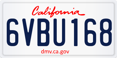 CA license plate 6VBU168