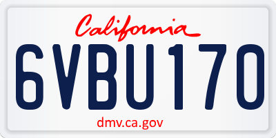CA license plate 6VBU170