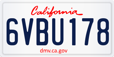 CA license plate 6VBU178
