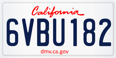 CA license plate 6VBU182