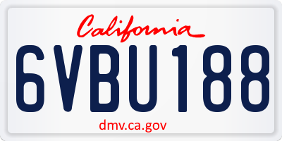 CA license plate 6VBU188