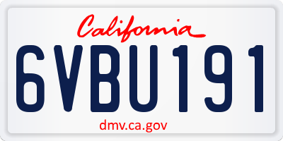 CA license plate 6VBU191