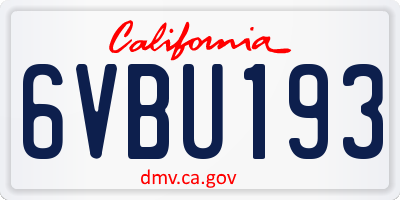 CA license plate 6VBU193