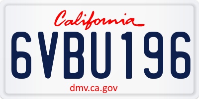 CA license plate 6VBU196