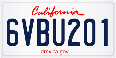 CA license plate 6VBU201