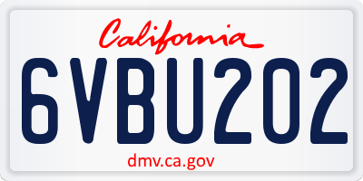 CA license plate 6VBU202