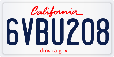 CA license plate 6VBU208