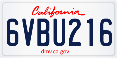 CA license plate 6VBU216