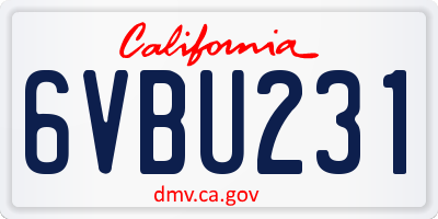 CA license plate 6VBU231