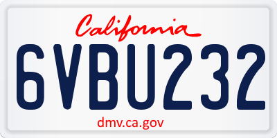 CA license plate 6VBU232