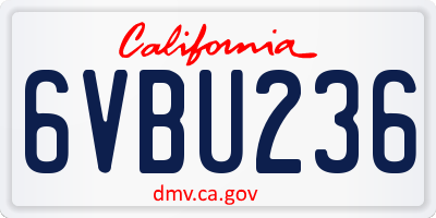 CA license plate 6VBU236