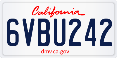 CA license plate 6VBU242