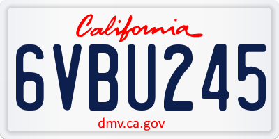 CA license plate 6VBU245