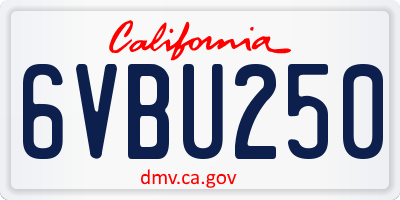 CA license plate 6VBU250
