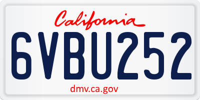 CA license plate 6VBU252