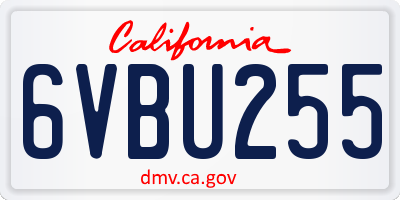 CA license plate 6VBU255