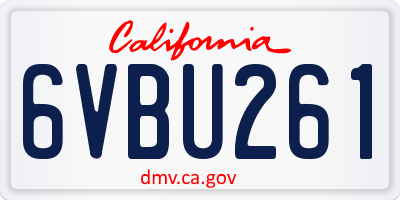 CA license plate 6VBU261