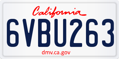 CA license plate 6VBU263