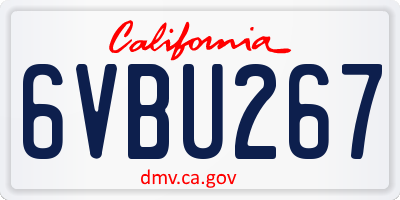 CA license plate 6VBU267