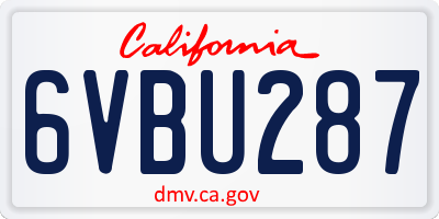 CA license plate 6VBU287