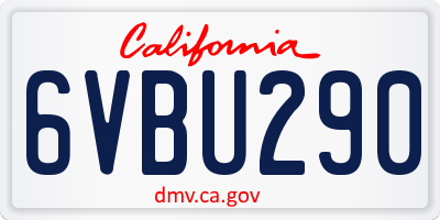 CA license plate 6VBU290