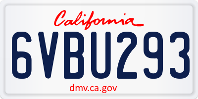 CA license plate 6VBU293