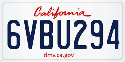 CA license plate 6VBU294