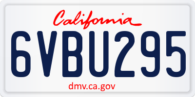 CA license plate 6VBU295