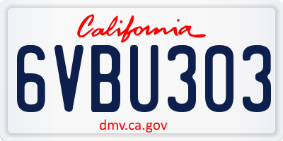 CA license plate 6VBU303
