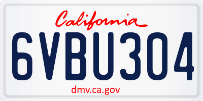 CA license plate 6VBU304