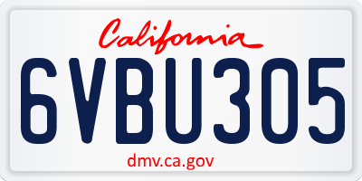 CA license plate 6VBU305