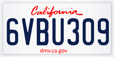 CA license plate 6VBU309