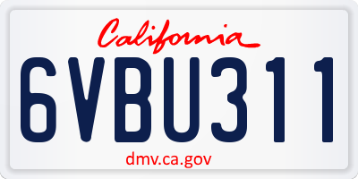 CA license plate 6VBU311