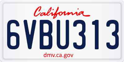 CA license plate 6VBU313