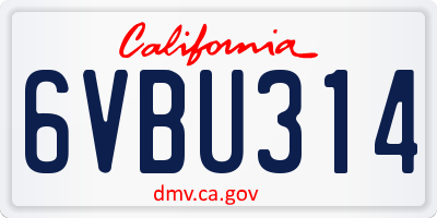 CA license plate 6VBU314