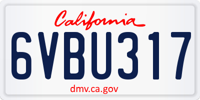 CA license plate 6VBU317