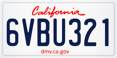 CA license plate 6VBU321