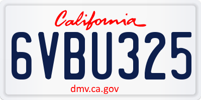 CA license plate 6VBU325
