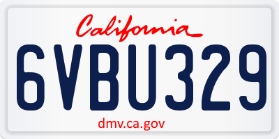 CA license plate 6VBU329