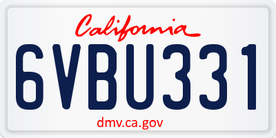 CA license plate 6VBU331