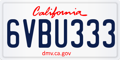 CA license plate 6VBU333