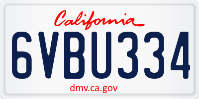 CA license plate 6VBU334